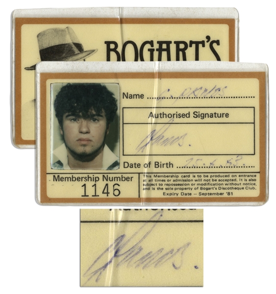 George Michael Signed 1981 Membership Card to the London Disco Bogarts, Then Frequented by the Young Superstar